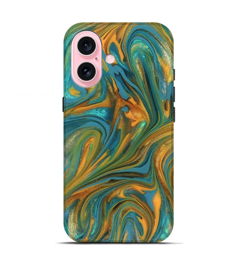 iPhone 17 ResinArt Live Edge Phone Case - Roxie (Teal & Gold, 816256)