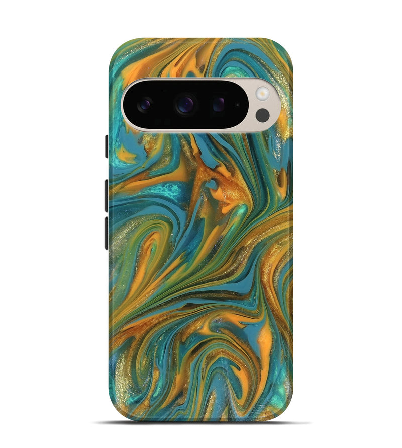 Pixel 10 Pro ResinArt Live Edge Phone Case - Roxie (Teal & Gold, 816256)