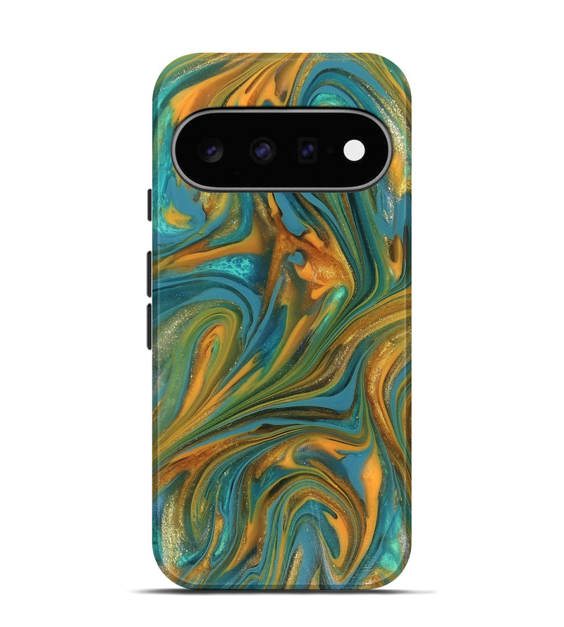 Pixel 11 ResinArt Live Edge Phone Case - Roxie (Teal & Gold, 816256)