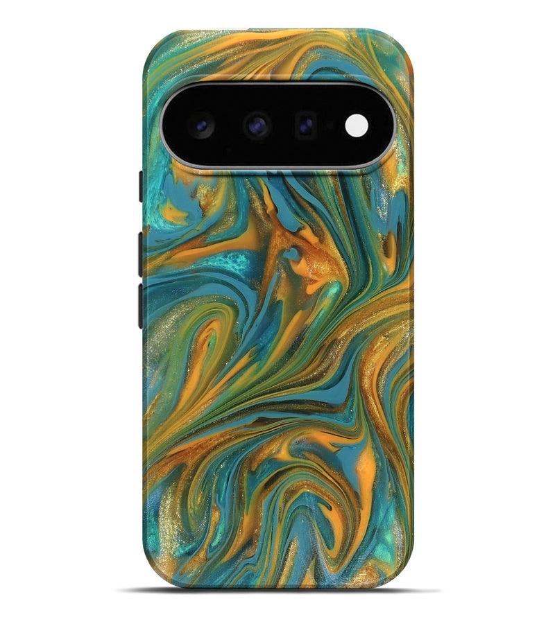 Pixel 11 Pro XL ResinArt Live Edge Phone Case - Roxie (Teal & Gold, 816256)