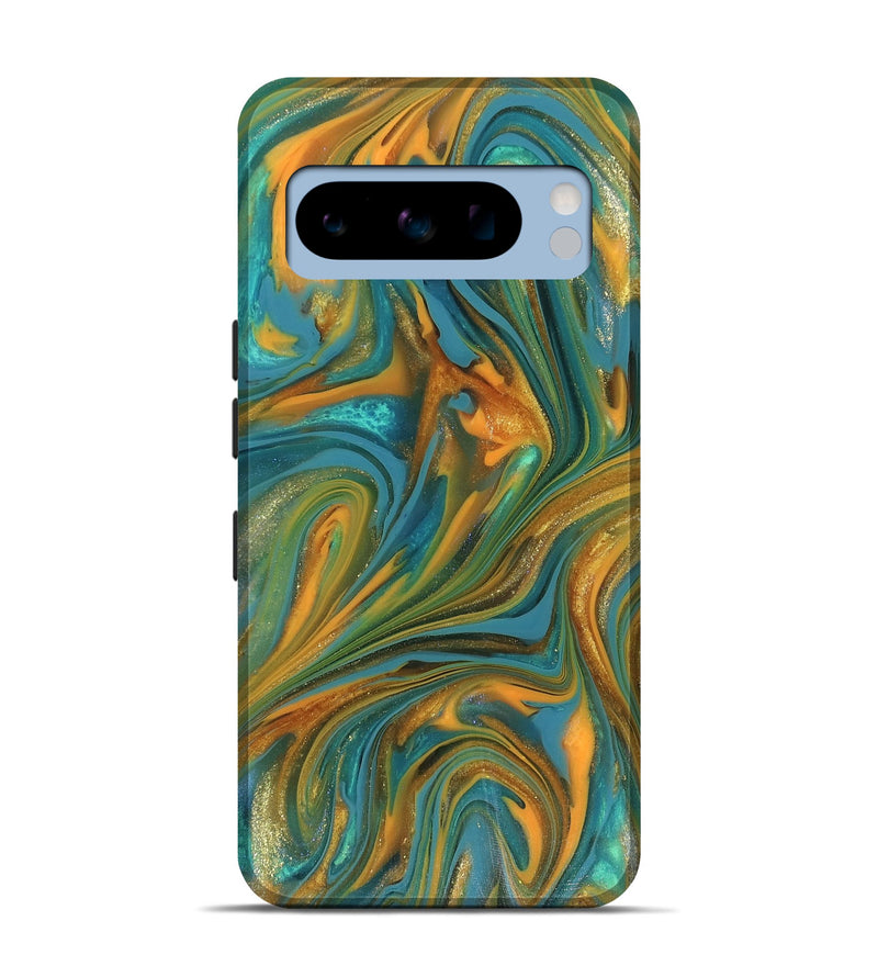 Pixel 8 Pro ResinArt Live Edge Phone Case - Roxie (Teal & Gold, 816256)