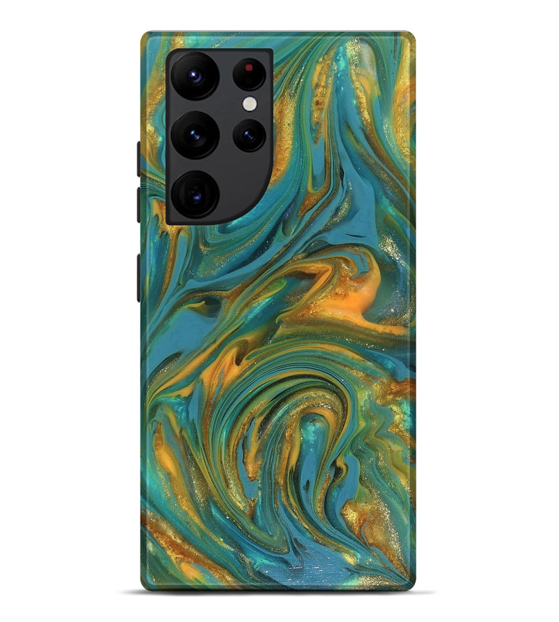 Galaxy S22 Ultra ResinArt Live Edge Phone Case - Mitchel (Teal & Gold, 816258)