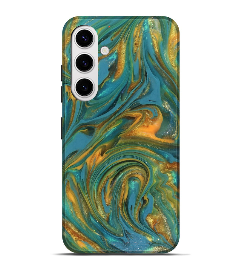 Galaxy S25 Plus ResinArt Live Edge Phone Case - Mitchel (Teal & Gold, 816258)