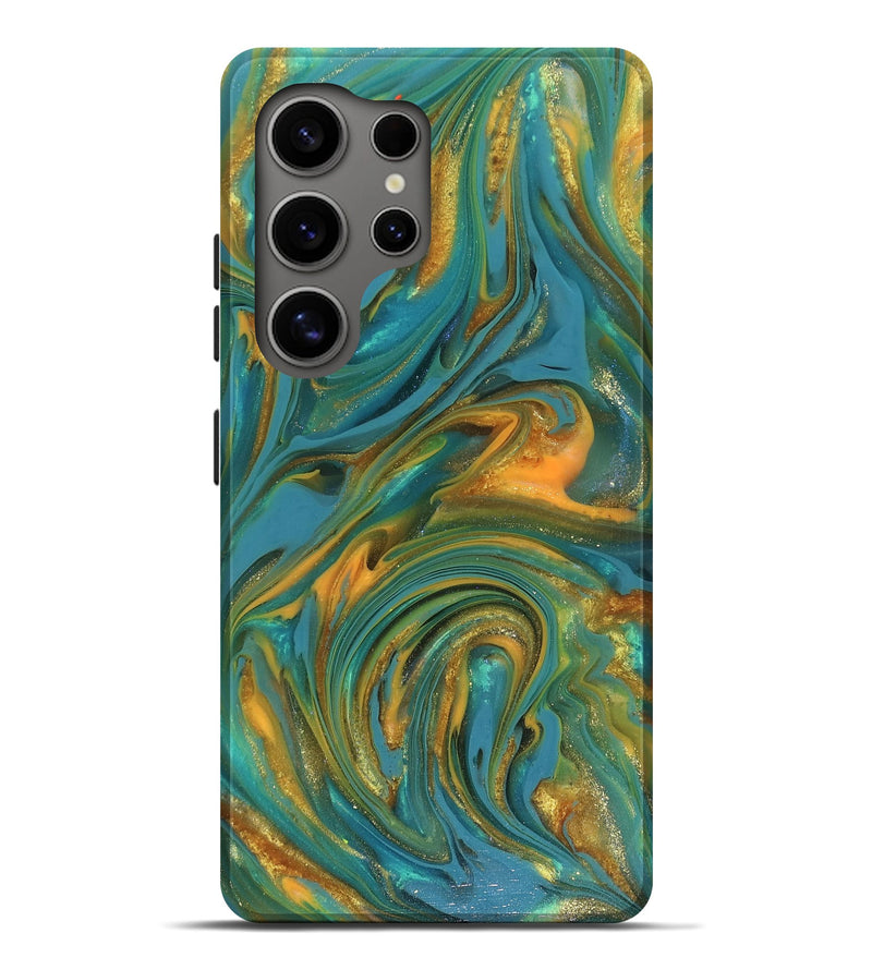 Galaxy S25 Ultra ResinArt Live Edge Phone Case - Mitchel (Teal & Gold, 816258)