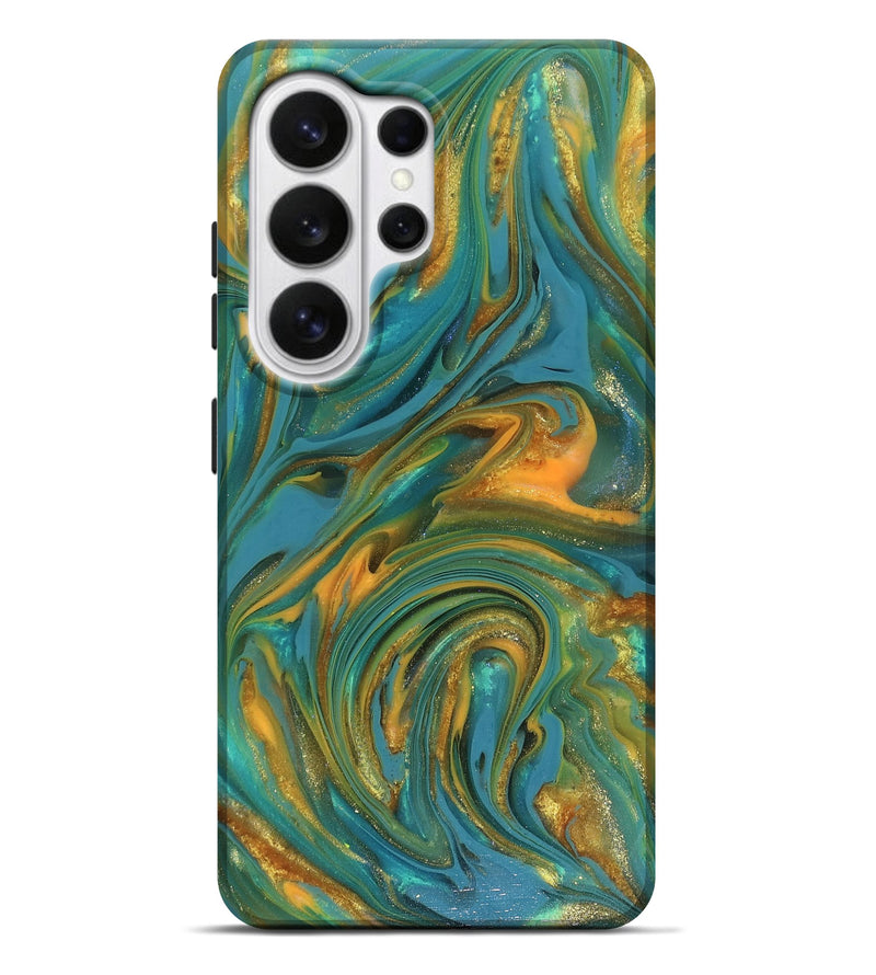 Galaxy S26 Ultra ResinArt Live Edge Phone Case - Mitchel (Teal & Gold, 816258)
