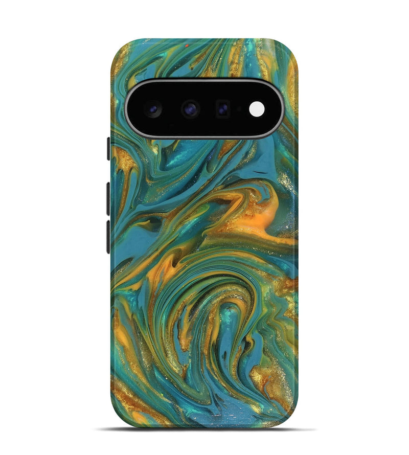 Pixel 11 ResinArt Live Edge Phone Case - Mitchel (Teal & Gold, 816258)