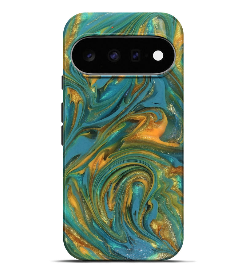 Pixel 11 Pro XL ResinArt Live Edge Phone Case - Mitchel (Teal & Gold, 816258)
