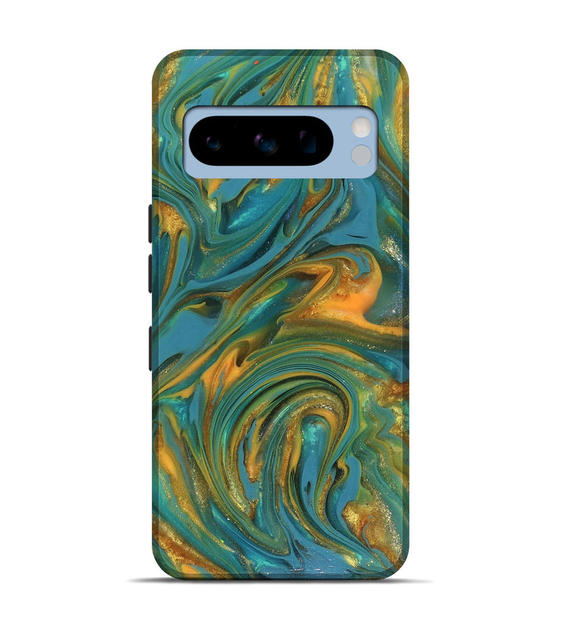 Pixel 8 Pro ResinArt Live Edge Phone Case - Mitchel (Teal & Gold, 816258)