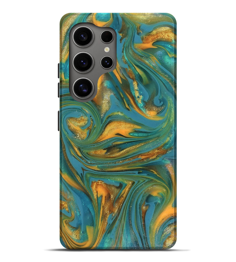 Galaxy S25 Ultra ResinArt Live Edge Phone Case - Jaren (Teal & Gold, 816259)