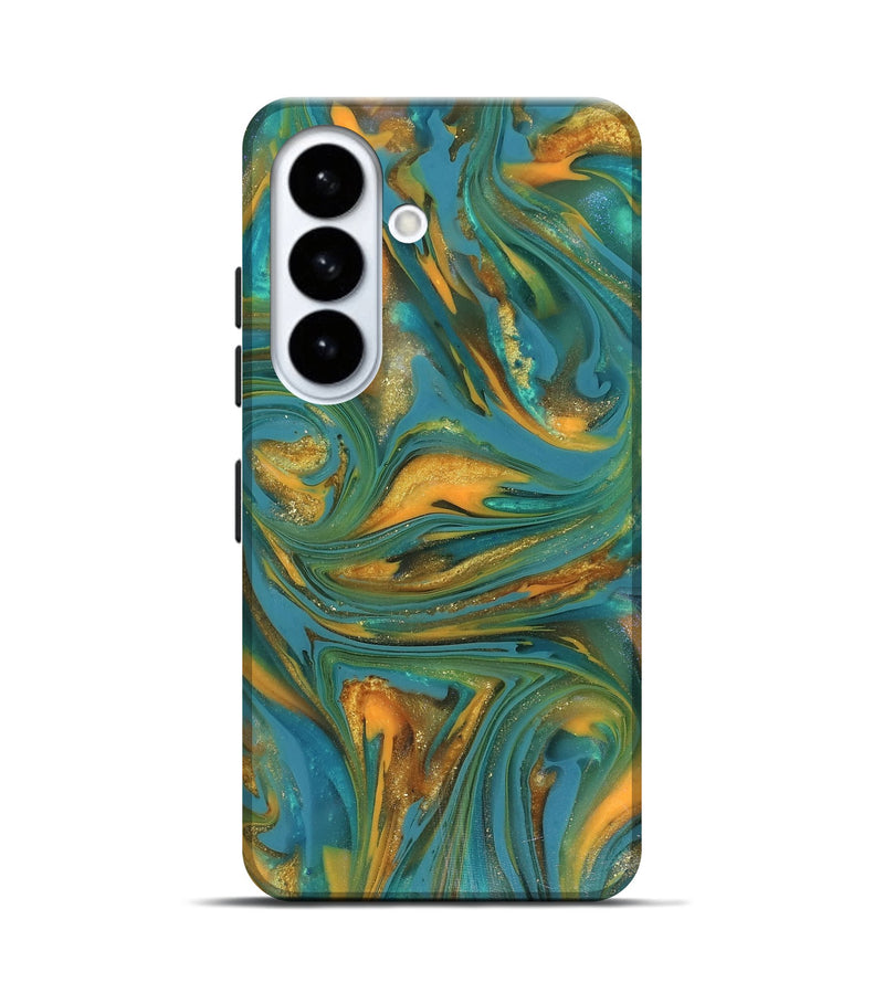 Galaxy S26 ResinArt Live Edge Phone Case - Jaren (Teal & Gold, 816259)
