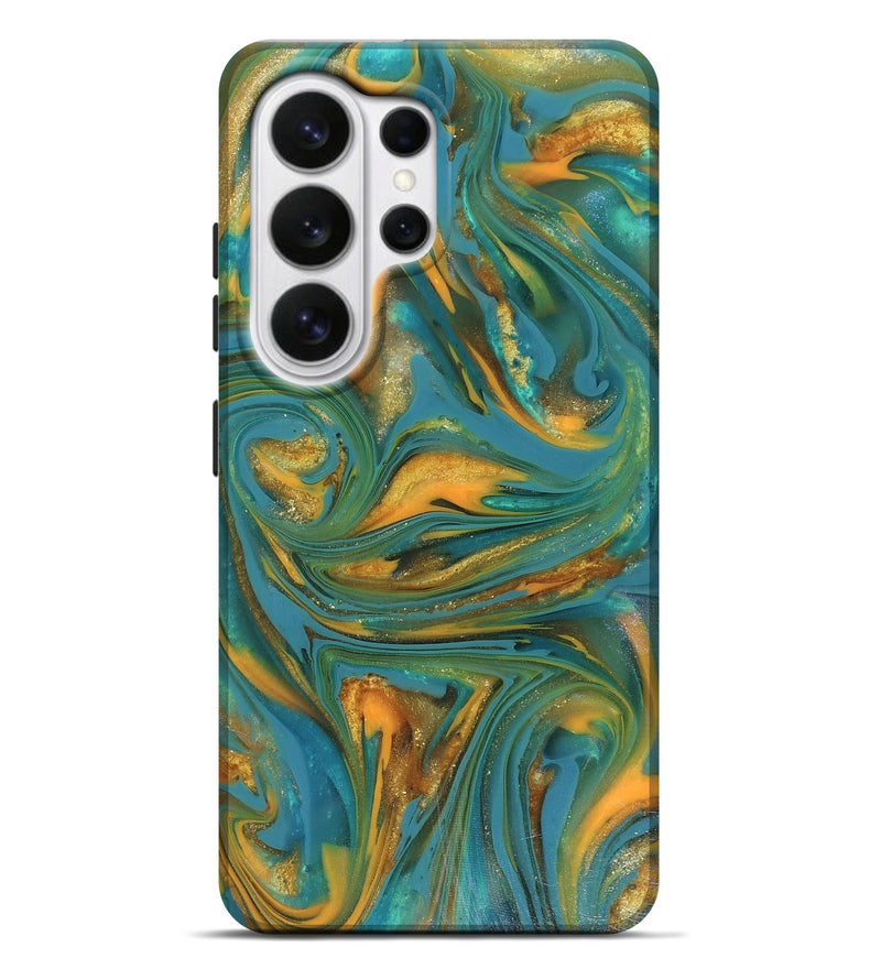 Galaxy S26 Ultra ResinArt Live Edge Phone Case - Jaren (Teal & Gold, 816259)