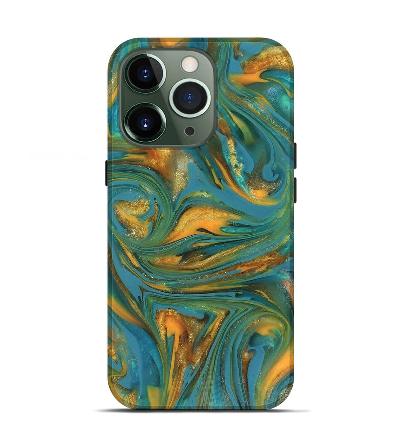 iPhone 13 Pro ResinArt Live Edge Phone Case - Jaren (Teal & Gold, 816259)