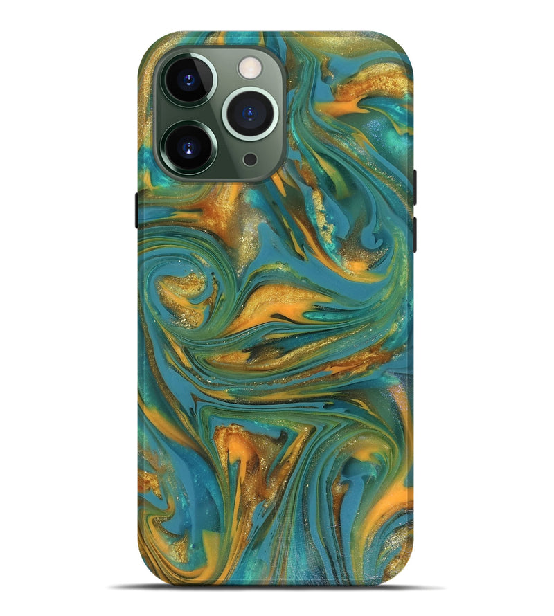iPhone 13 Pro Max ResinArt Live Edge Phone Case - Jaren (Teal & Gold, 816259)