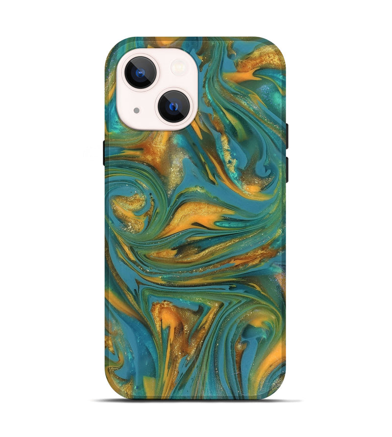 iPhone 14 ResinArt Live Edge Phone Case - Jaren (Teal & Gold, 816259)