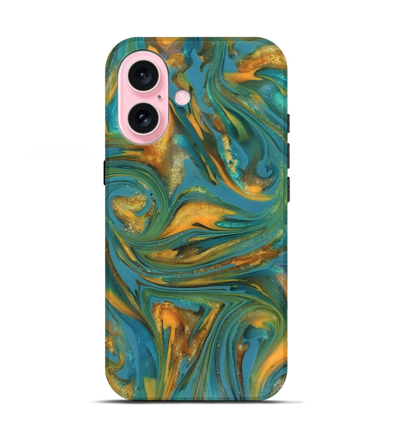 iPhone 17 ResinArt Live Edge Phone Case - Jaren (Teal & Gold, 816259)