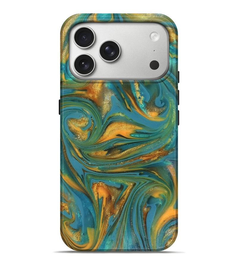 iPhone 17 Pro Max ResinArt Live Edge Phone Case - Jaren (Teal & Gold, 816259)