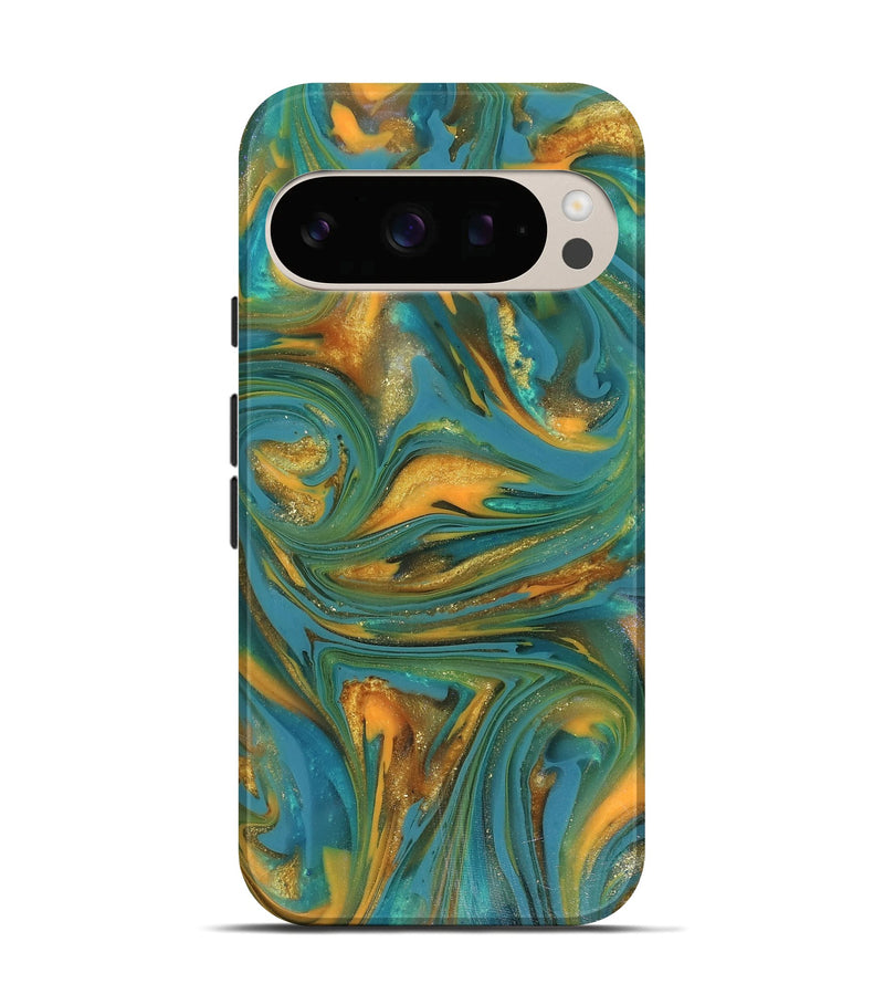 Pixel 10 Pro ResinArt Live Edge Phone Case - Jaren (Teal & Gold, 816259)