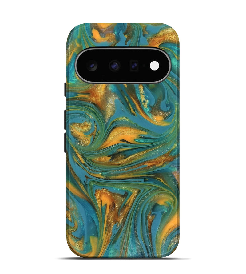 Pixel 11 ResinArt Live Edge Phone Case - Jaren (Teal & Gold, 816259)