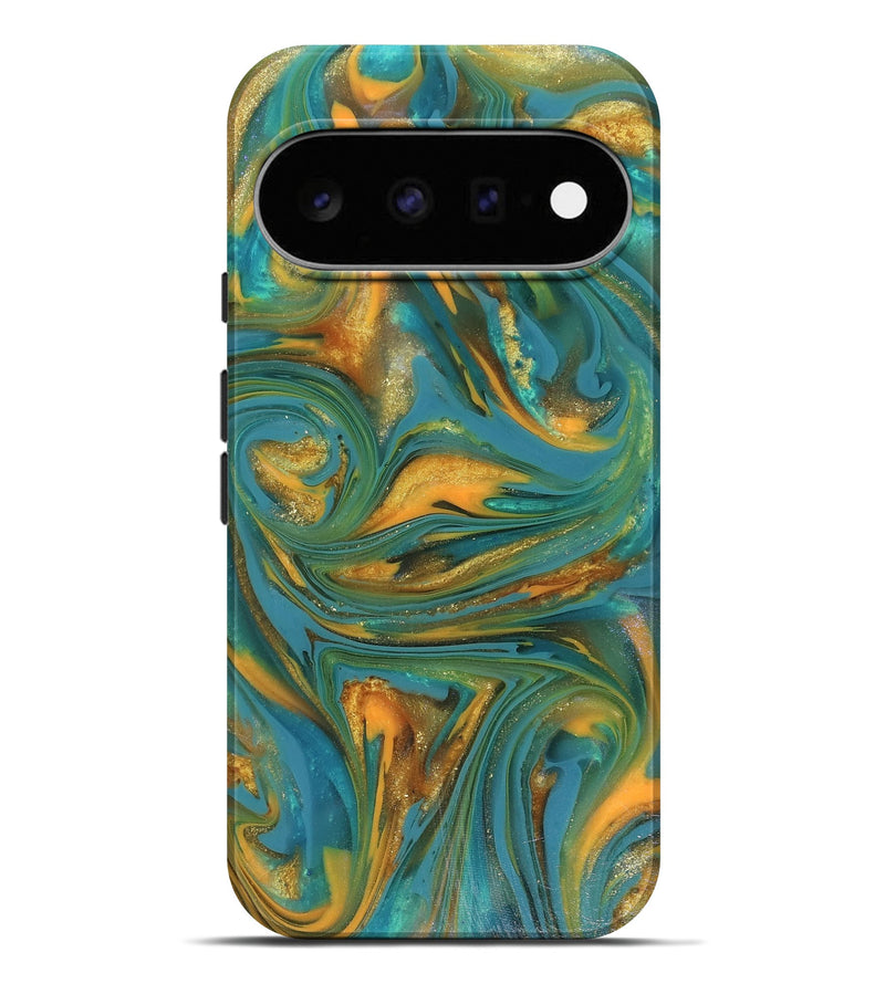 Pixel 11 Pro XL ResinArt Live Edge Phone Case - Jaren (Teal & Gold, 816259)