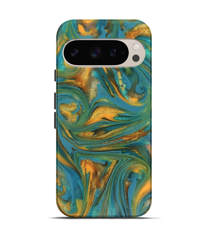 Pixel 9 Pro ResinArt Live Edge Phone Case - Jaren (Teal & Gold, 816259)