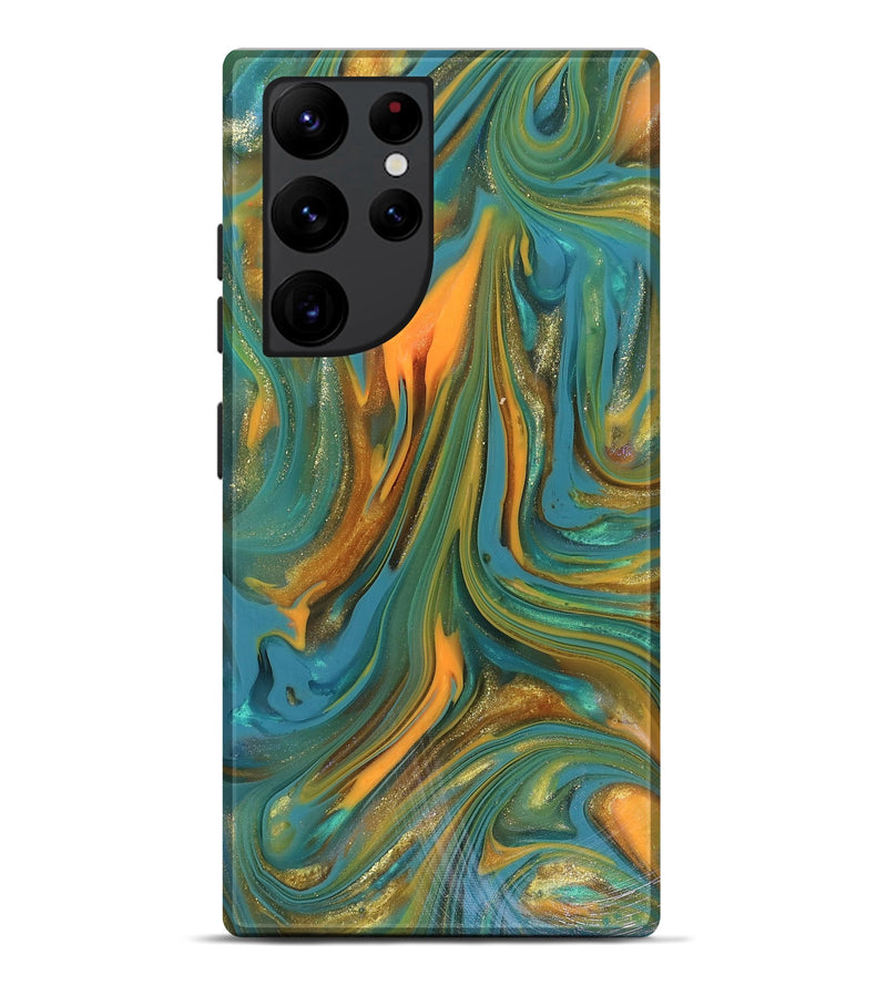 Galaxy S22 Ultra ResinArt Live Edge Phone Case - Karley (Teal & Gold, 816260)