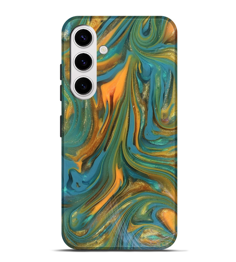 Galaxy S25 Plus ResinArt Live Edge Phone Case - Karley (Teal & Gold, 816260)