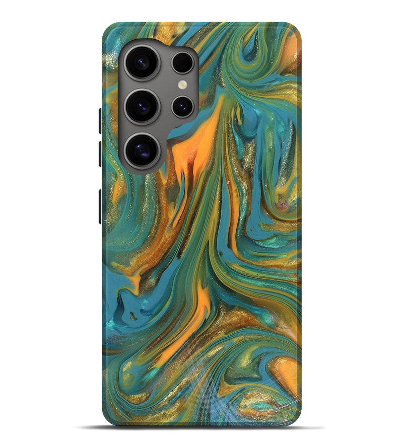 Galaxy S25 Ultra ResinArt Live Edge Phone Case - Karley (Teal & Gold, 816260)