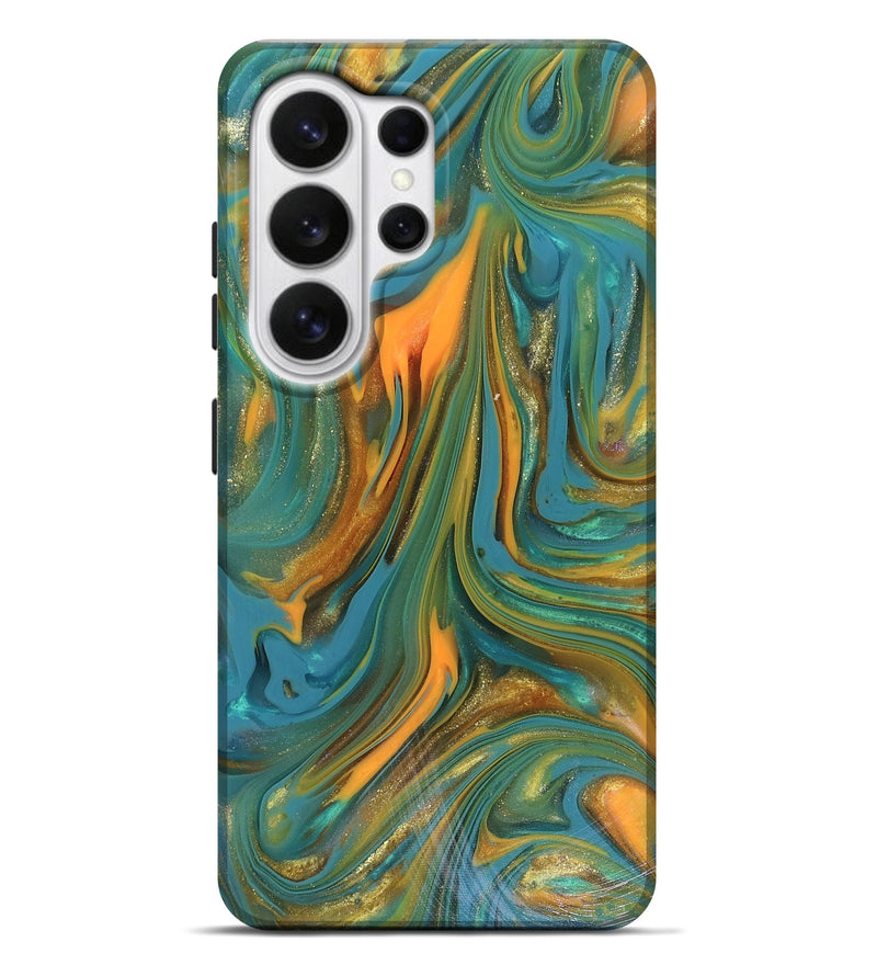 Galaxy S26 Ultra ResinArt Live Edge Phone Case - Karley (Teal & Gold, 816260)