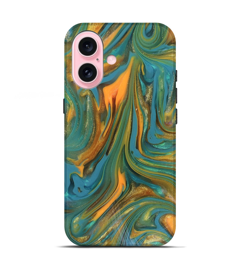 iPhone 17 ResinArt Live Edge Phone Case - Karley (Teal & Gold, 816260)