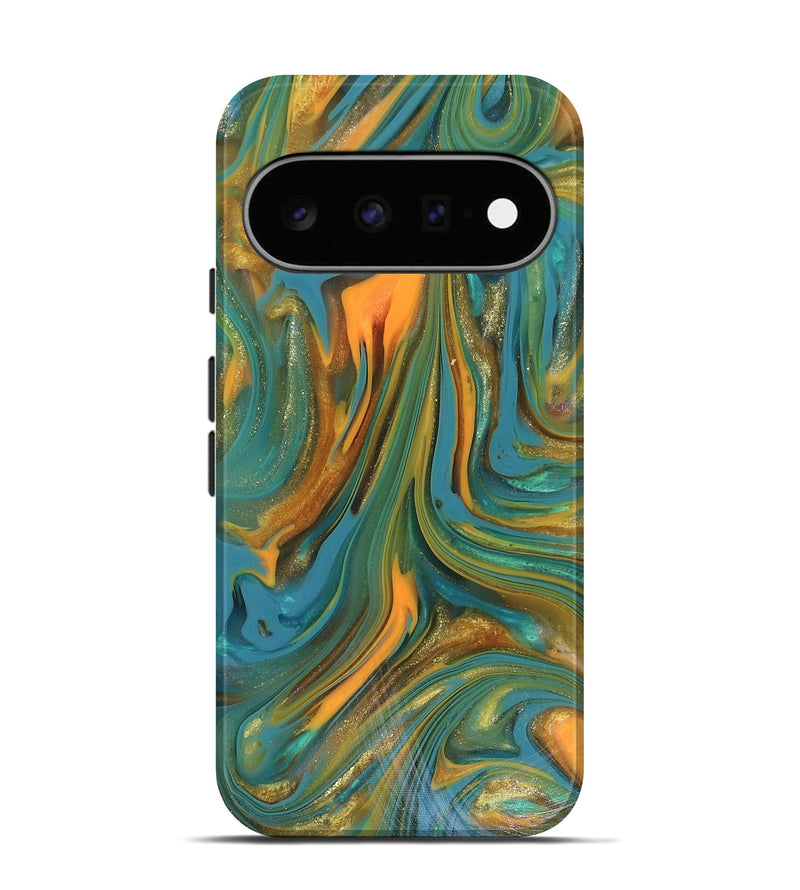 Pixel 11 ResinArt Live Edge Phone Case - Karley (Teal & Gold, 816260)