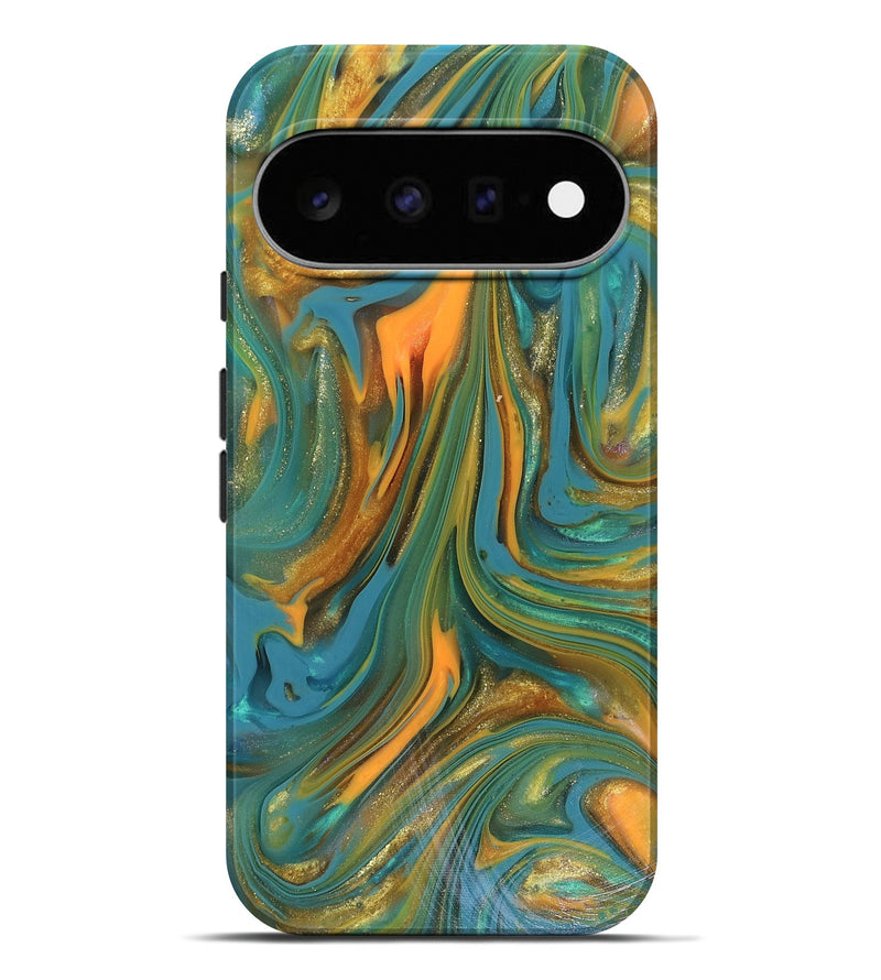Pixel 11 Pro XL ResinArt Live Edge Phone Case - Karley (Teal & Gold, 816260)