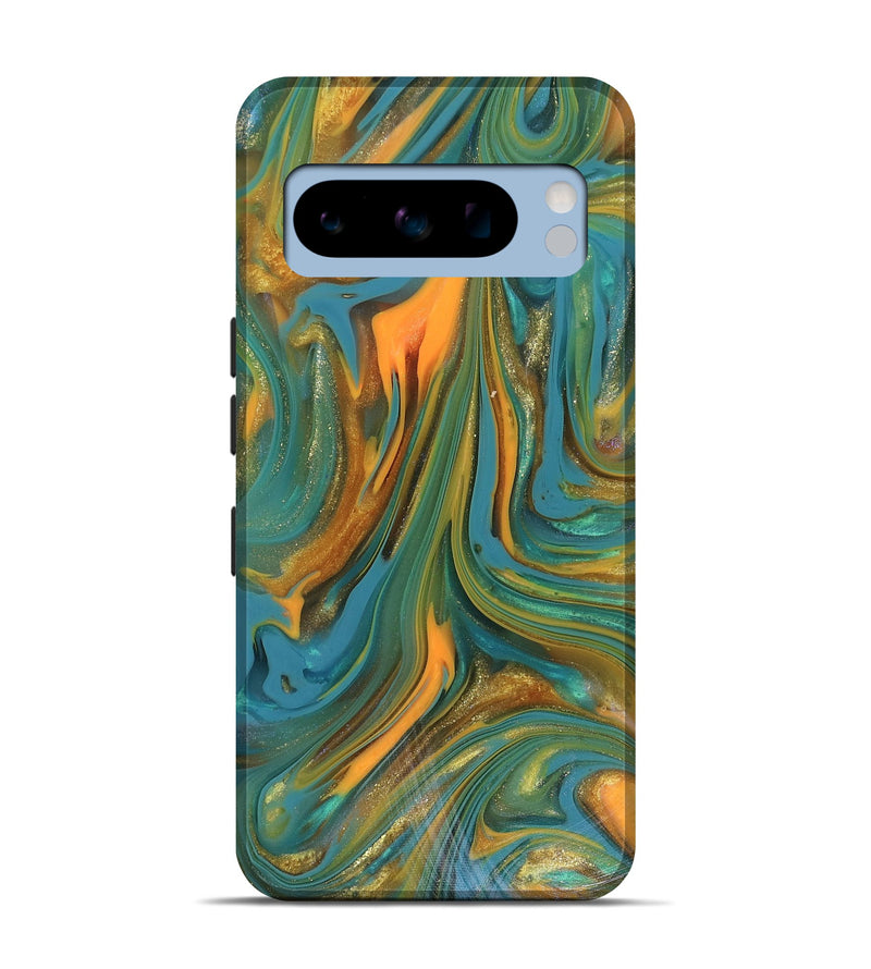 Pixel 8 Pro ResinArt Live Edge Phone Case - Karley (Teal & Gold, 816260)