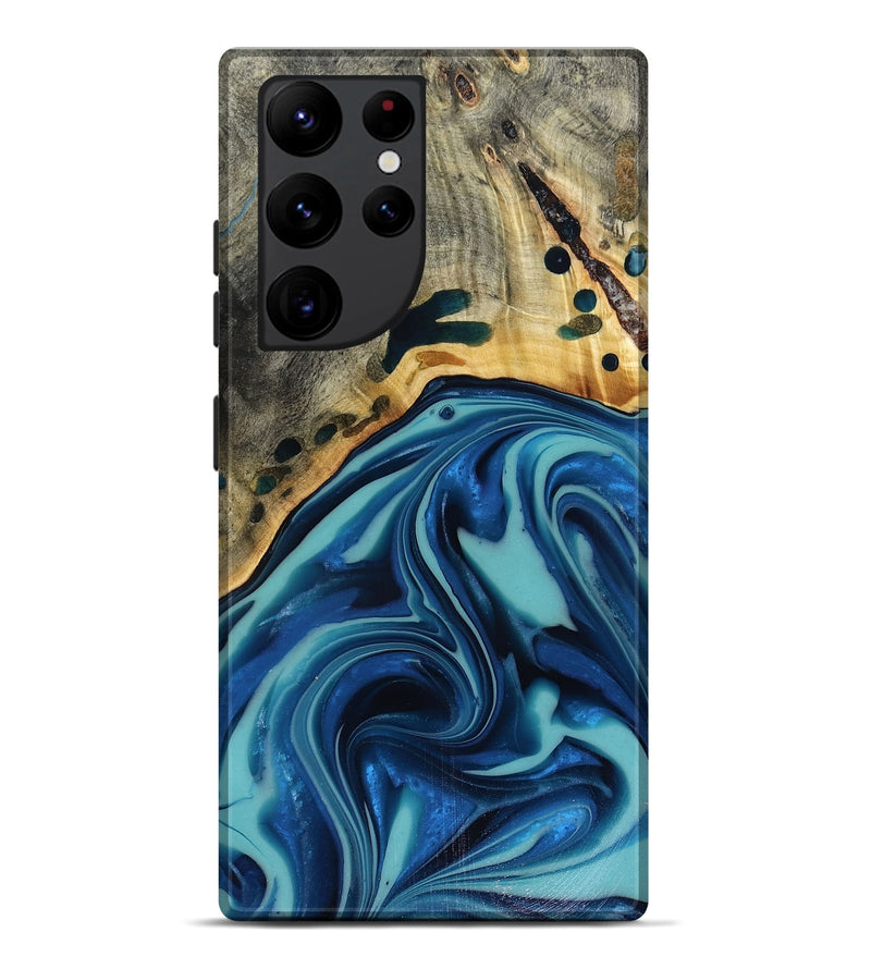 Galaxy S22 Ultra Wood Live Edge Phone Case - Opal (Blue, 816262)