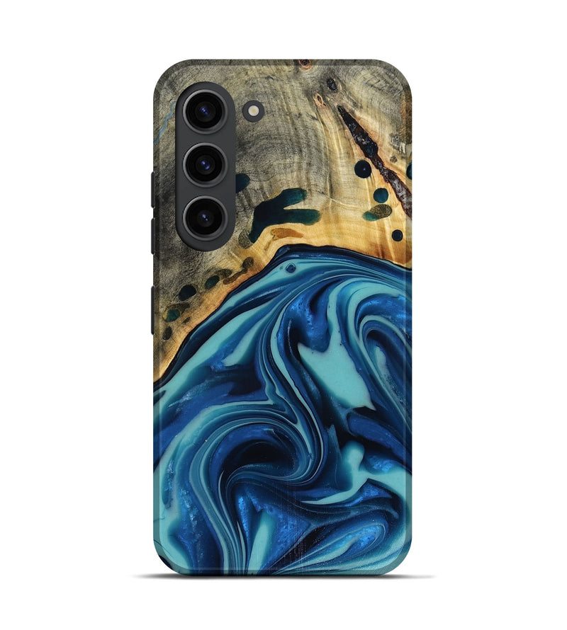 Galaxy S23 Wood Live Edge Phone Case - Opal (Blue, 816262)