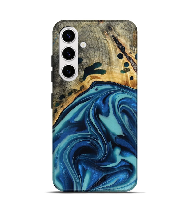 Galaxy S25 Wood Live Edge Phone Case - Opal (Blue, 816262)