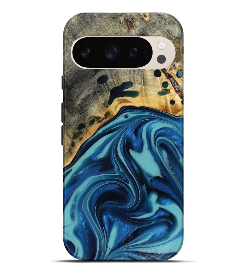 Pixel 9 Pro XL Wood Live Edge Phone Case - Opal (Blue, 816262)
