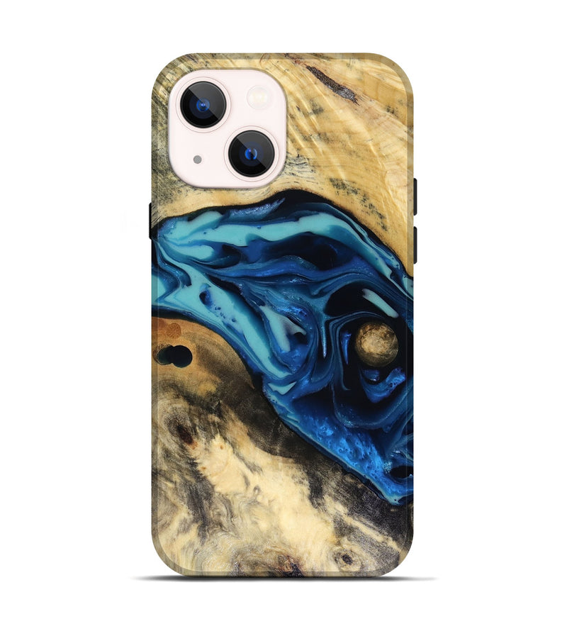 iPhone 14 Wood Live Edge Phone Case - Hendrix (Blue, 816263)