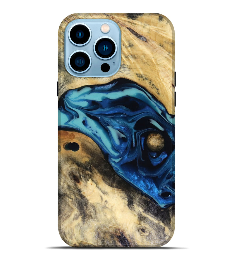 iPhone 14 Pro Max Wood Live Edge Phone Case - Hendrix (Blue, 816263)