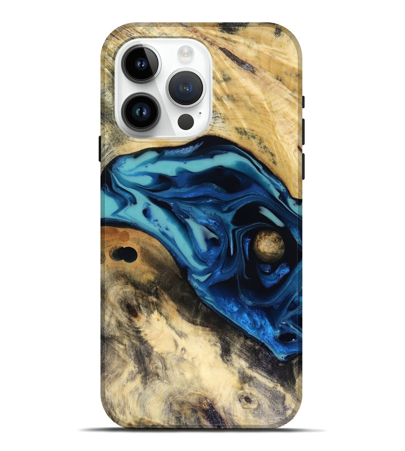 iPhone 15 Pro Max Wood Live Edge Phone Case - Hendrix (Blue, 816263)