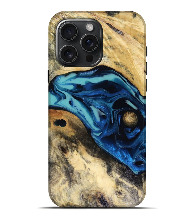 iPhone 16 Pro Max Wood Live Edge Phone Case - Hendrix (Blue, 816263)