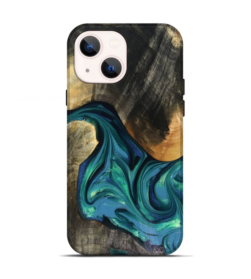 iPhone 13 Wood Live Edge Phone Case - Cayden (Green, 816264)