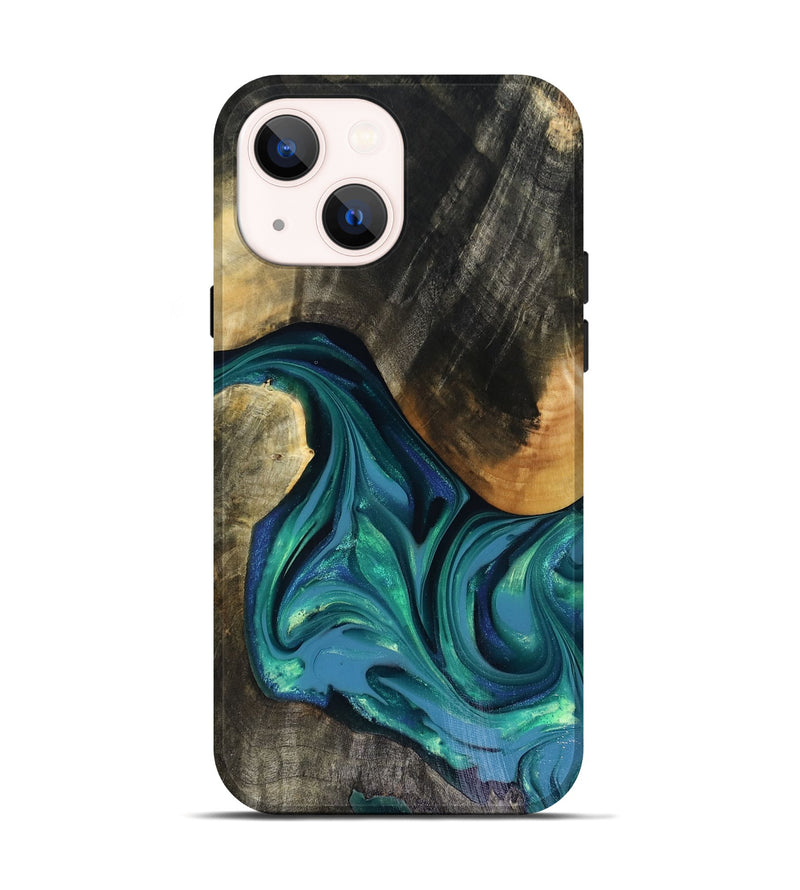 iPhone 14 Wood Live Edge Phone Case - Cayden (Green, 816264)