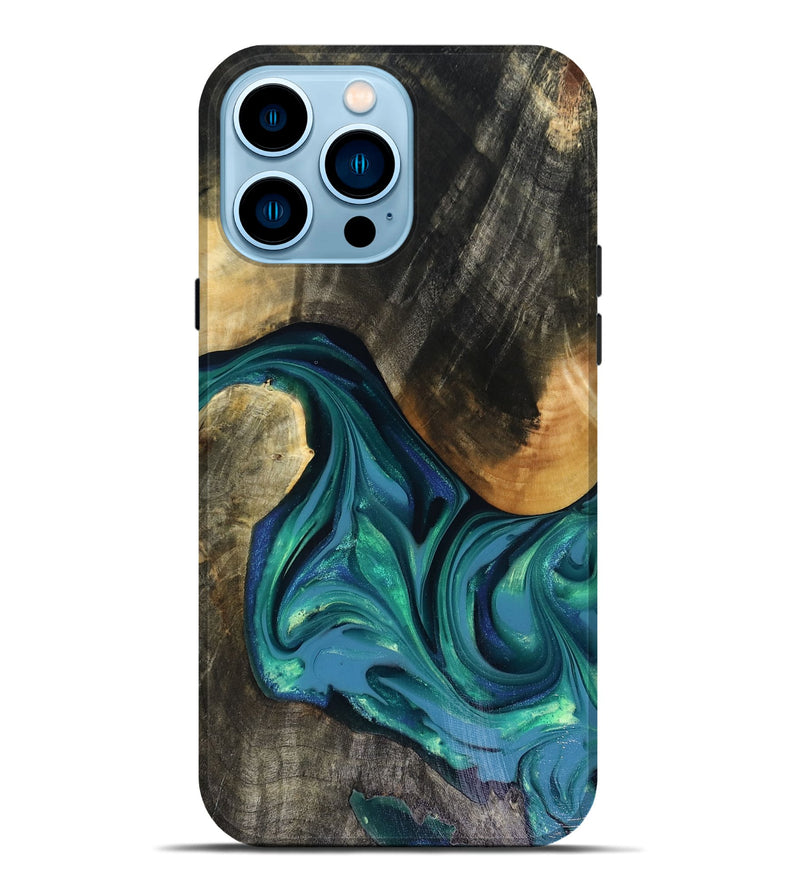 iPhone 14 Pro Max Wood Live Edge Phone Case - Cayden (Green, 816264)