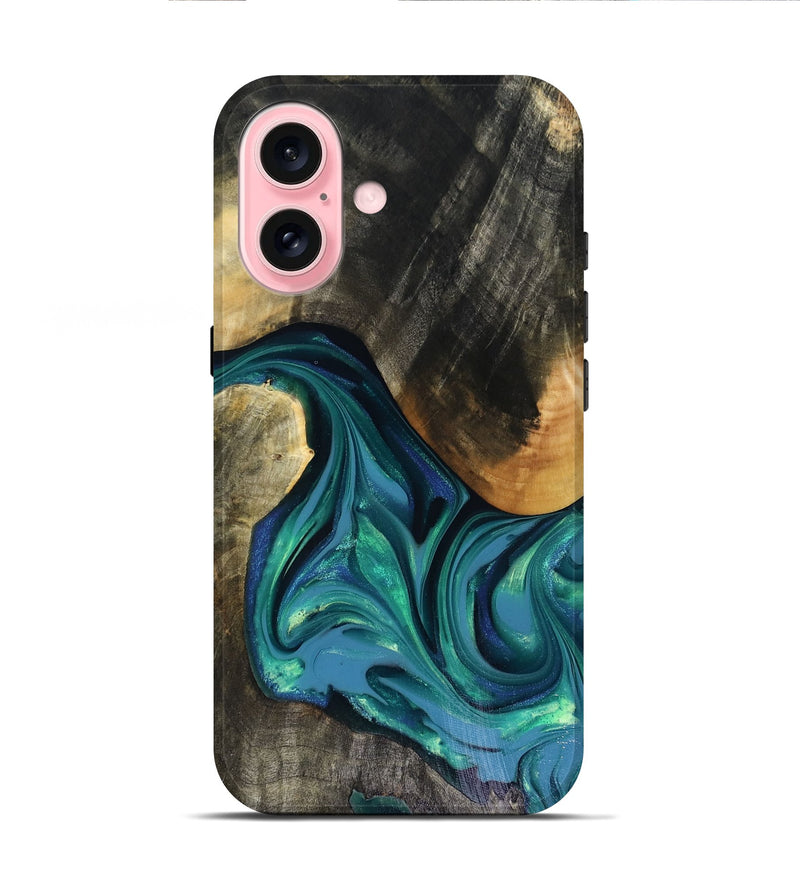 iPhone 16 Wood Live Edge Phone Case - Cayden (Green, 816264)