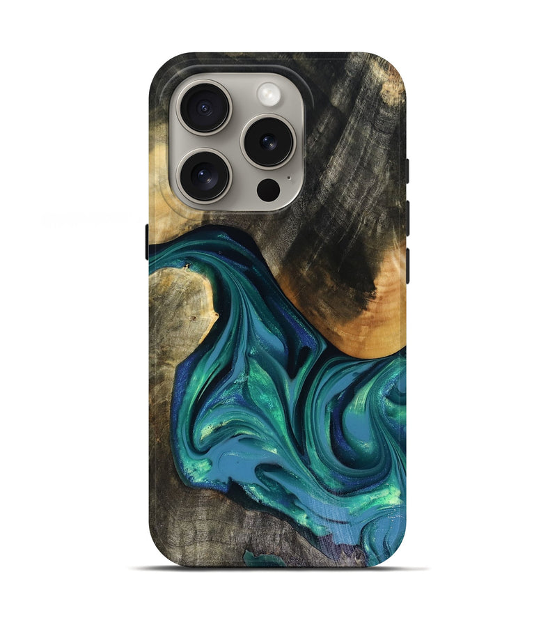 iPhone 16 Pro Wood Live Edge Phone Case - Cayden (Green, 816264)