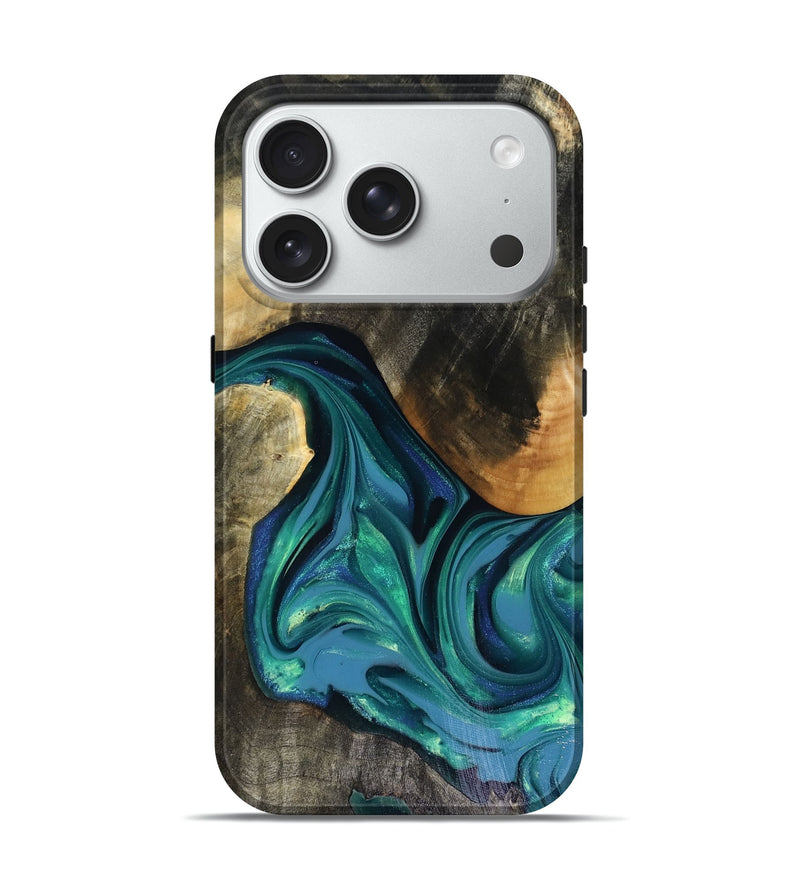 iPhone 18 Pro Wood Live Edge Phone Case - Cayden (Green, 816264)