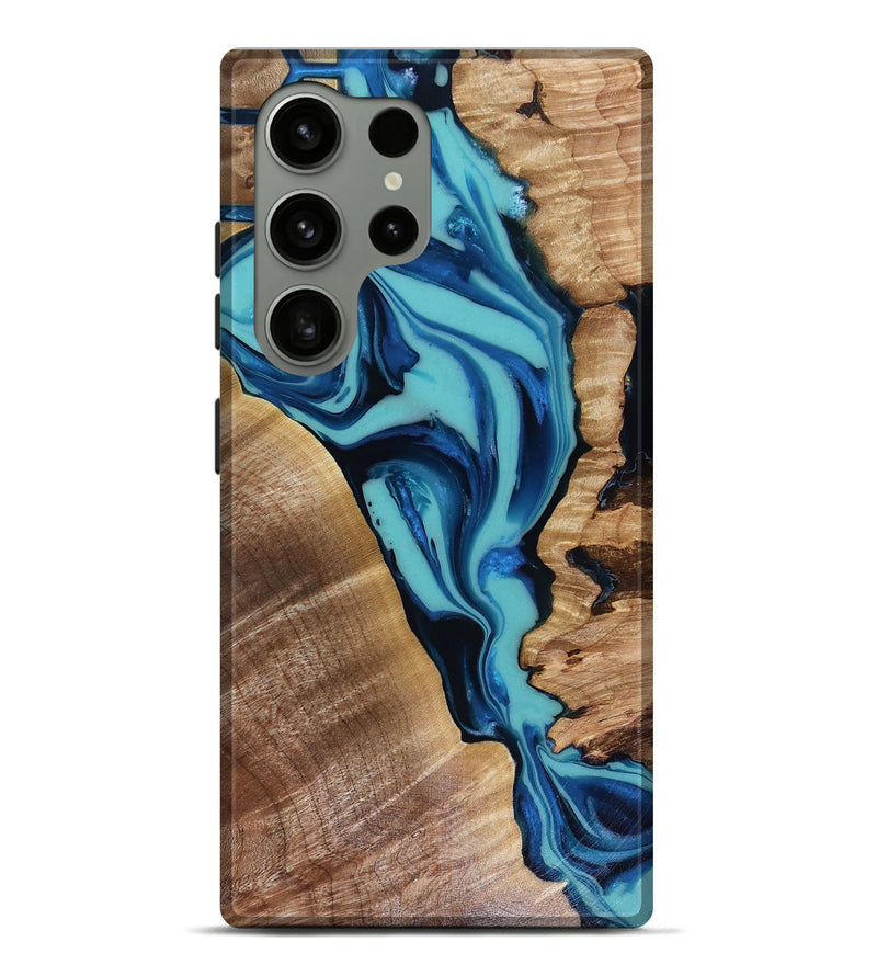 Galaxy S24 Ultra Wood Live Edge Phone Case - Doretha (Blue, 816266)