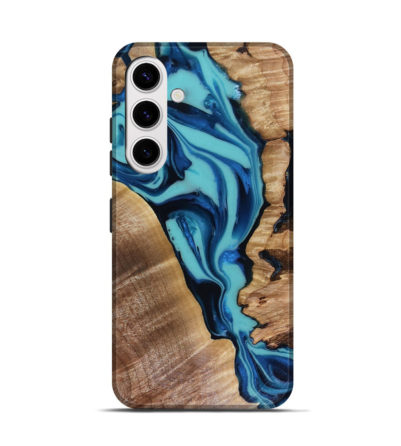 Galaxy S25 Wood Live Edge Phone Case - Doretha (Blue, 816266)