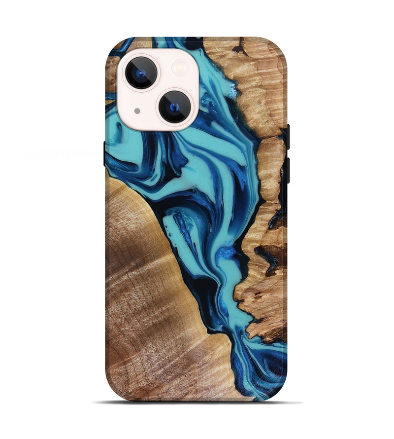 iPhone 13 Wood Live Edge Phone Case - Doretha (Blue, 816266)