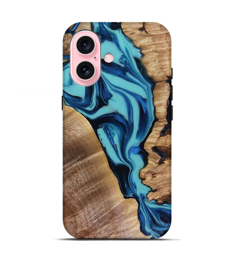 iPhone 17 Wood Live Edge Phone Case - Doretha (Blue, 816266)